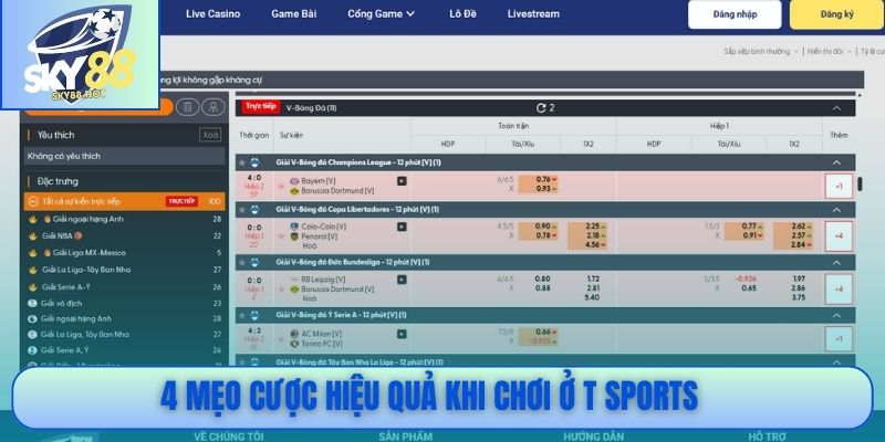 4 mẹo cược hiệu quả khi chơi ở T Sports