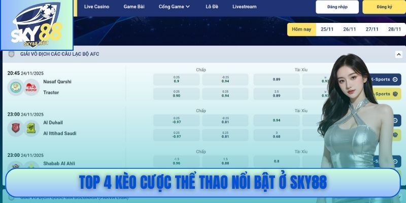 Top 4 kèo cược thể thao nổi bật ở SKY88